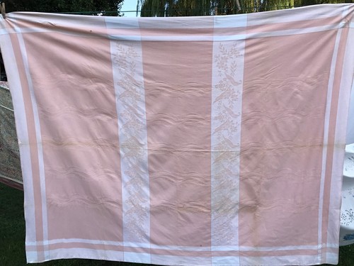 Vintage peach white floral - peach,