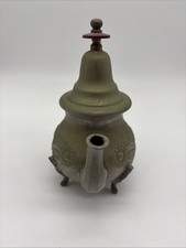 Brûle Parfum Théière Oriental Vintage Céramique Vert Antique Déco R2