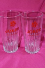 2 VERRE PUBLICITAIRE JOKER JUS DE FRUIT VINTAGE COLLECTOR COLLECTION DECORATION 