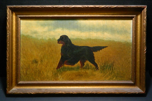 Antique framed gordon setter - gordon,