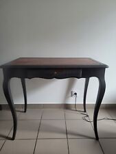 bureau  ancien en bois massif, Dessus cuir Marron, 1 tiroirs.