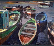 Tableau Huile Paysage Marin