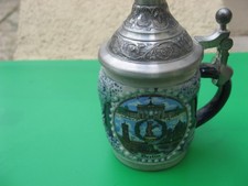 ANCIENNE PETITE Chope à bière  en gres  - Couvercle en étain - GERZ