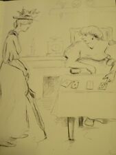 Ecole FRANCAISE DESSIN AQUARELLE CARICATURE JEU de CARTES MARSEILLE EPOQUE 1900