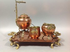 Superbe rare ancien NÉCESSAIRE FUMEUR Tabac Bronze Dinanderie CUIVRE Début XXe