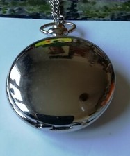 Montre Gousset Antique Argent Lisse Quartz et Chaîne Collection H&Co