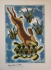 Jean PICART LE DOUX : Le lièvre et la tortue, Gravure signée