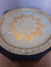 Ancien Plateau Oriental En Cuivre Décor Ø 35 cm, avec accroche