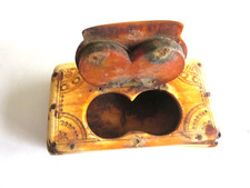 Ancienne tabatière en corne de bétail scrimshaw ( 1847 )