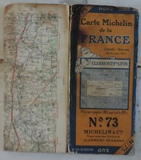 CARTE MICHELIN N°73 ENTOILEE, CLERMONT-FD-LYON DE 1925.