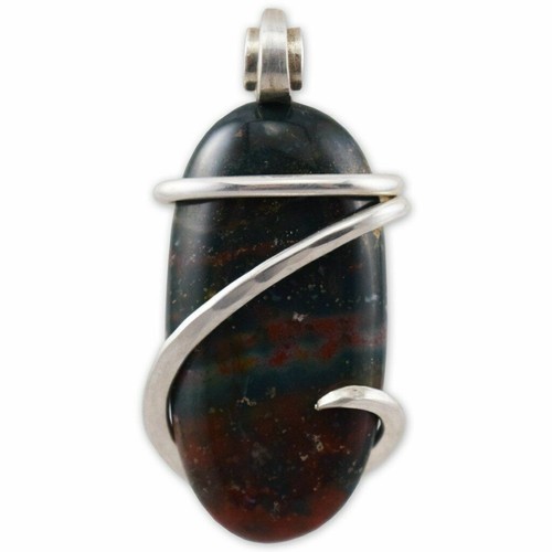 Bloodstone pendant necklace - bloodstone, by