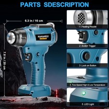 Pistolet à air chaud sans fil,batterie Bosch 18 V (sans bat), max 550°,Nananuu