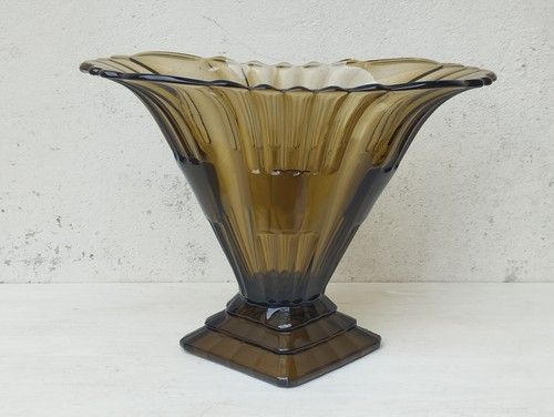 Vase art déco - verre, fumé