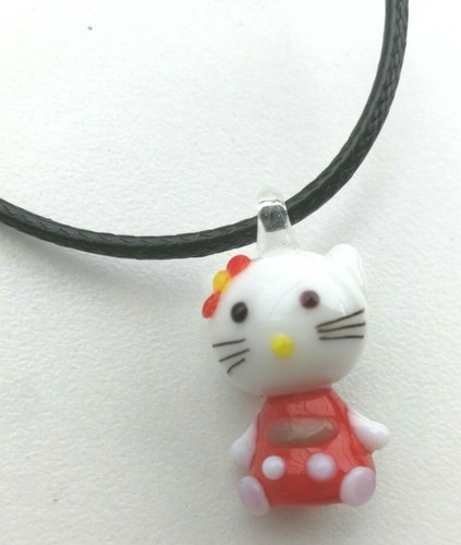 Pendentif chat rouge blanc - chat,