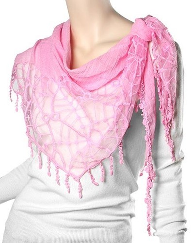 Pink lace scarf - lace,