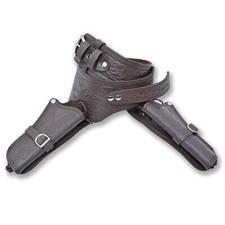 Western Travaillé Cuir Pistolet Holsters, Cowboy Marron Deux Étui avec Ceinture