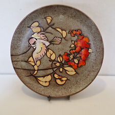 Vallauris - Atelier Giraud - Plat décoratif en émaux - décor oiseau - D. 26 - 70