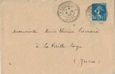 JURA - LA VIEILLE-LOYE - TYPE 84 - DU 3-2-1920 SUR 25c SEMEUSE BLEU. 