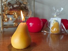 Bougie Poire en cire 100% Naturelle, Artisanat Normand, Abeille noire