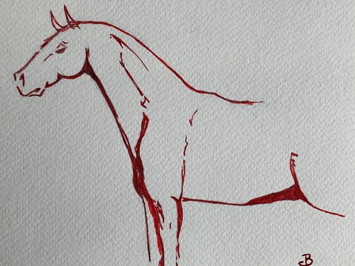 Aquarelle peinture cheval - peinture,