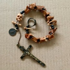 CHAPELET DÉBUT 19è BAGUE ROMAINE VANITÉ MEMENTO MORI TOTENKOPF SKULL SCHADEL