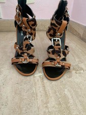 Sandales spartiates matière poulain léopard Giuseppe Zanotti x Balmain 38,5