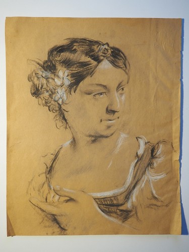 Dessin ancien pierre noire - ancien,