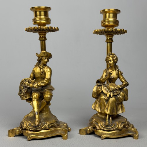 Paire bougeoirs dama et - de,