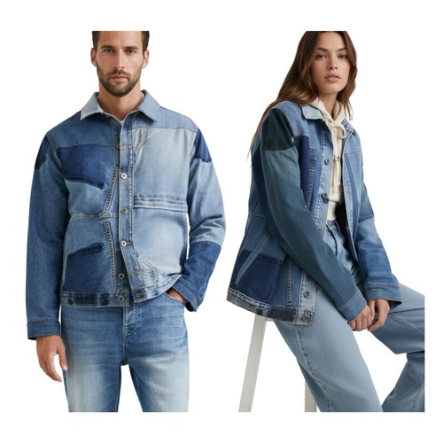 Veste jean patchwork - en,