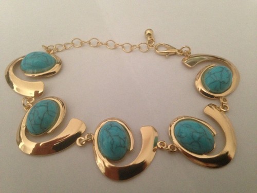 Bracelet doré pierres bleues - doré,