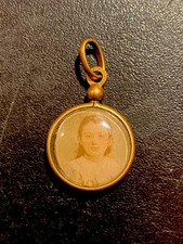 Rare Beau Médaillon Lunule En Fix De Deuil Du Souvenir Ex-voto French Antique