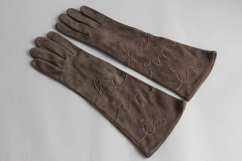 Hermes gants longs cuir marron - cuir,