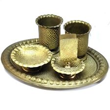 Ancien nécessaire à fumeur en métal doré avec effet peau de crocodile