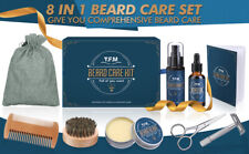 YFM Coffret Barbe Homme - 8 PIECES -Shampooing Huile Baume Rasoir ciseaux peigne