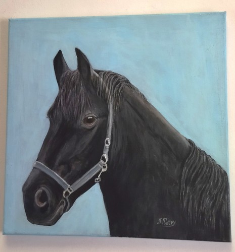 Cheval noir tableau - cheval, peinture
