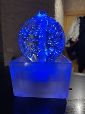 Lampe Fontaine Veilleuse Zen Verre Boule Resine Translucide Bullée
