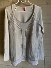 Pull Blanc Argenté Miss Captain Voile Maille Enduite Brillante T 1 = 38