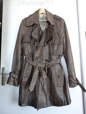 Veste Manteau en Cuir véritable marron doublé avec Ceinture Taille XXL Oakwood