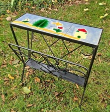 Porte revue fer forgé carreau céramique faïence vintage 50-60-70 décor naïf XXE 