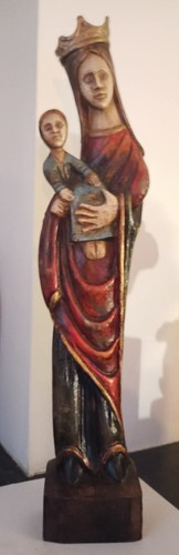 Grande statue bois polychrome - statue,