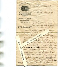 Lettre papier Maison MUSQUIN Robes Manteaux 5 rue de Pas Paris Médaille Argent