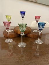 6 verres à liqueur cristal couleur Saint Louis Tommy signé ( Prix Pour Le Lot)