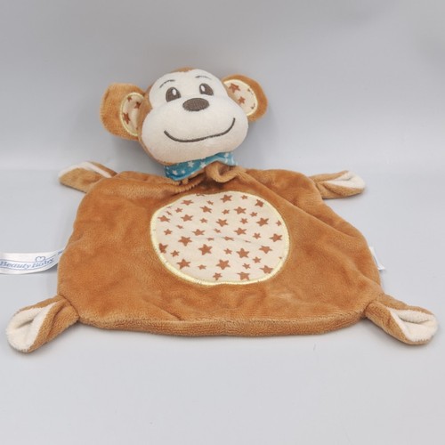 Doudou plat singe - marron, blanc