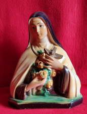 BUSTE STATUE SAINTE THERESE DE LISIEUX DE L'ENFANT JESUS EN PLATRE VIRGIN MARY