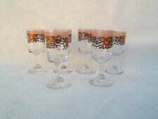 anciens verres a pieds émaillé legras 6 verres a décors de fruits 