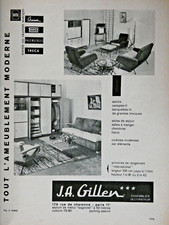 PUBLICITÉ PRESSE 1956 JACQUES A. GILLEN AMEUBLEMENT CANAPES-LIT BANQUETTES-LIT