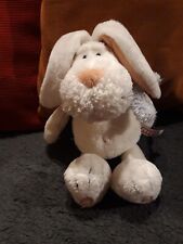 L1/DOUDOU PELUCHE NICI LAPIN blanc écharpe bleu Tbe 27cm