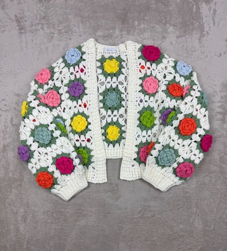 Gilet cardigan crochet - , fleuri