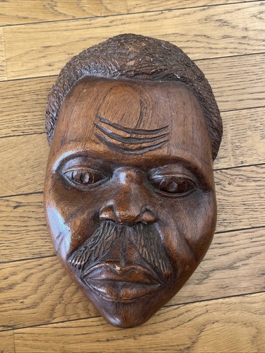 Masque mural bois sculpté - bois,