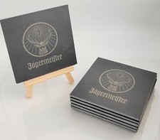 Ensemble de 6 dessous de verre en ardoise Jägermeister – Accessoire déco bar